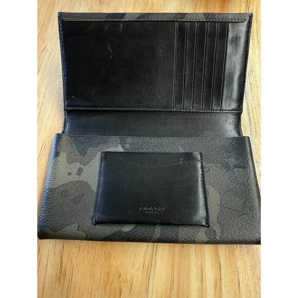 Coach Camo Camouflage Green Checkbook Cover Check Wallet - Picture 1 of 8